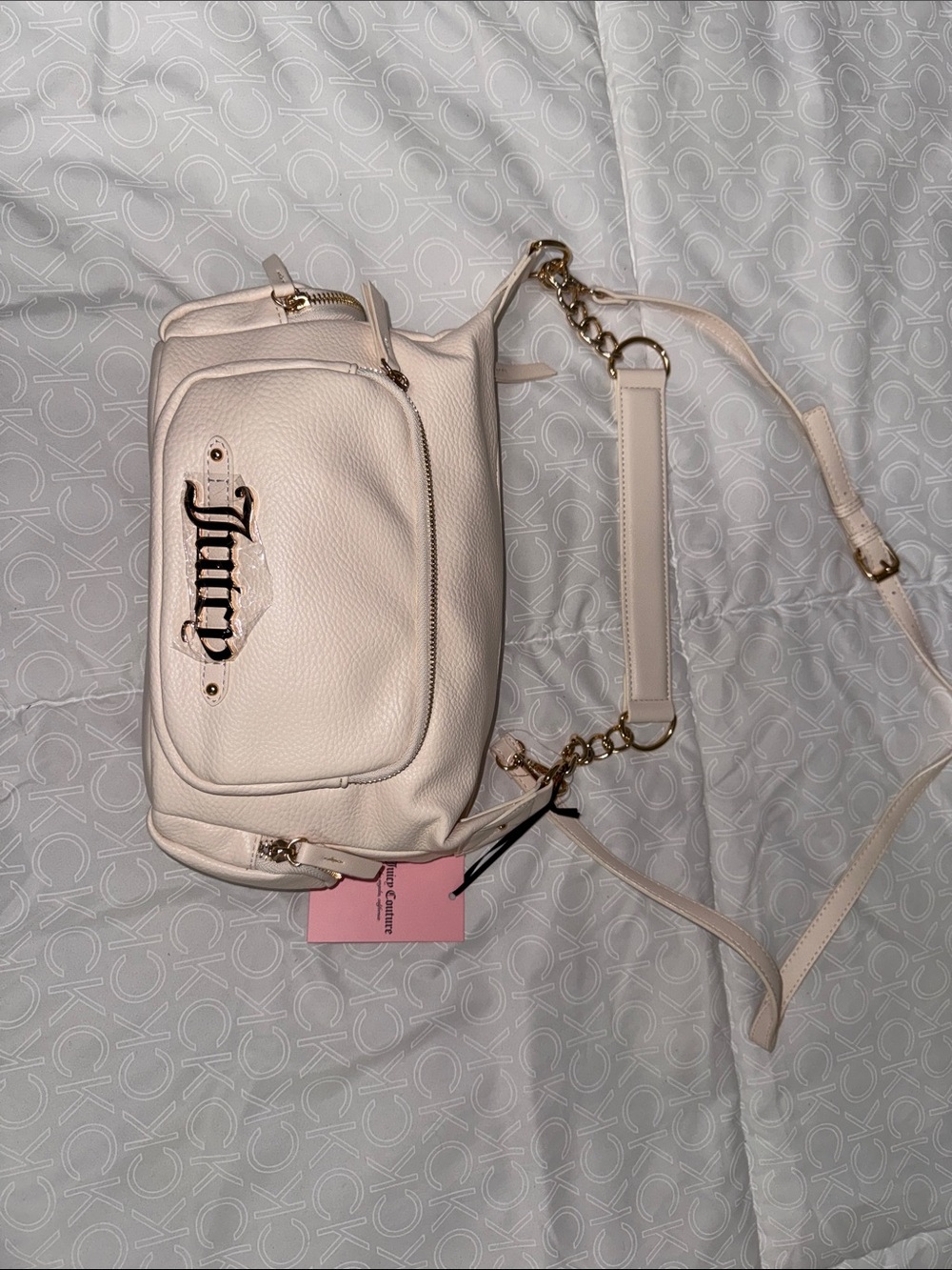 Juicy Couture Pale Pink Pebbled Leather Crossbody Bag